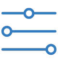 blue icon of an adjustable slider