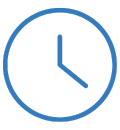 blue icon of an analog clock set to 12:20pm