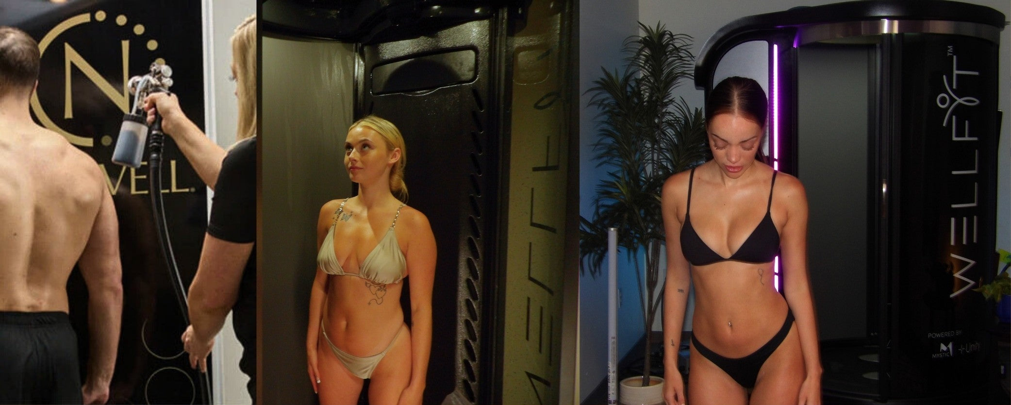 Collage of customers each experiencing a different type of Spray Booth