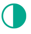 green icon of a circle with the left half white and the right half green